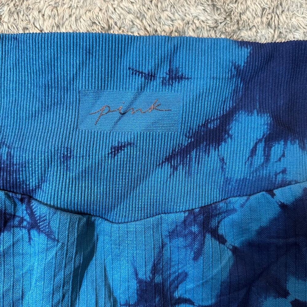 Victoria's Secret Pink Active Blue Tie Dye Ribbed Cropped Leggings XS - Picture 4 of 9